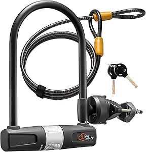 Via Velo Bike U Lock with Cable - Heavy Duty U-Lock for Road & Mountain Bikes