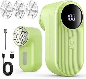 Lint Shaver with 3 Speeds & Blades, Rotating Handle - Portable Fabric Defeater for Clothes & Fabrics