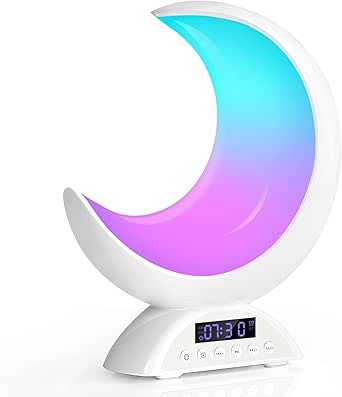 Moonie Moon Lamp Alarm Clock, Cute RGB Light, Scene & Music Modes, Perfect Night Lamp for Kids/Adults, Touch Dimmable Lighting