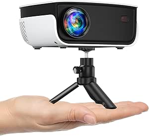 NICPOW Mini Projector: Portable 1080P Outdoor Movie Projector with Tripod. TV Stick, Phone, PS5 Compatible. Ideal for Home, Gaming, Outdoor.