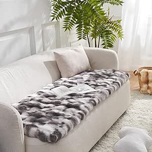 COZY KISS Faux Fur Pet Sofa Cover, Washable & Soft, Liquid-Proof Cat Mat, Anti-Slip, 70x177cm, Tie-Dye Grey
