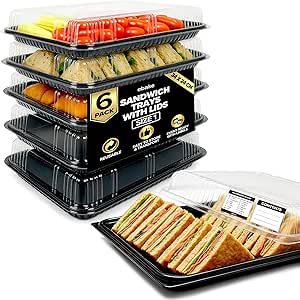 Party Platter Trays with Lids - Heavy Duty Plastic Catering Set for Events & Buffets - Clear Lid - 13 inch