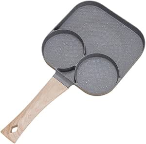 Nonstick Omelette Sectional Skillet Grill Pan with Egg Poacher - Breakfast Frying Pan for Perfect Omelettes - Grey