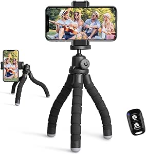 Ubeesize Portable Phone Tripod with Wireless Remote - Flexible Stand for Video Recording