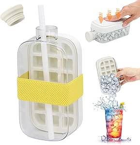 Ice Cube Bottle Cup 2-in-1, 800ml Easy Press Vertical Ice Tray