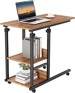 Dripex C-Shaped Side Table: Adjustable Laptop Table with Storage Shelves - Space-Saving Coffee Snack Table for Living Room
