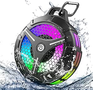 Portable Waterproof Bluetooth Shower Speaker, Strong Suction Cup, Wireless IPX7, Stereo Sound, Deep Bass, TWS Pairs, RGB Lights