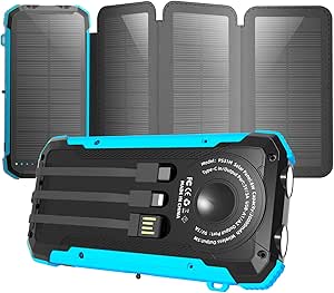Portable Solar Charger Power Bank 20000mAh: Fast Charging, Dual Flashlight, USB C Outputs - Outdoor Mobile Power