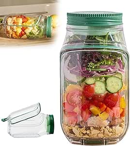 Salad Pod Jar with Built-in Bowl Design - Portable Container for Fresh Breakfast Fruit Storage