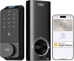 Apple Home Safety Deadbolt, Fingerprint Smart Lock with Wi-Fi, Touchscreen Keypad - Front Door Security