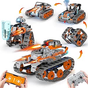 STEM Building Kit: Remote Controlled Mech Robots & Tanks, 552 Pcs DIY Blocks Set for Kids 6-14. Perfect Science Learning Gift.
