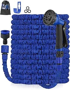 Brand Expandable Garden Hose 50FT Heavy Duty Water Hose with 8 Function Spray Nozzle, Leak-Proof Retractable
