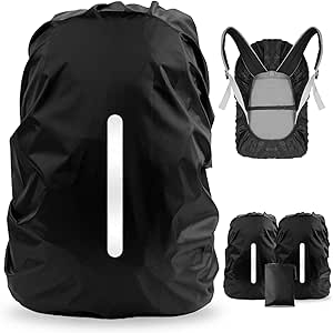 LAMA Waterproof Backpack Rain Cover, Reflective Protector, Anti-Dust, Anti-Theft, 30-40L, Black