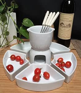 Kabalo Chocolate Fondue Set: 11pc Ceramic with Stainless Steel Forks