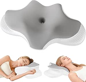 Ergonomic Contour Neck Pillow for Pain Relief, Cooling Memory Foam, Shoulder Support - Ideal for Side, Back, Stomach Sleepers