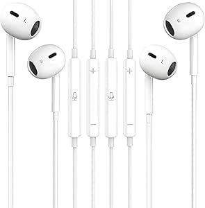 Brand Wired Earbuds with Mic & Volume Control for iPhone, Noise Reduction, Plug & Play, Support All iOS