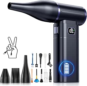 Cordless Electric Air Duster: Portable Blower with LED Light, 5 Gear Powerful Mode, Rechargeable Cleaner for PC, Electronics