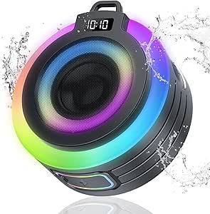 Portable Bluetooth Shower Speaker, Stereo Sound, Mic, IPX7 Waterproof, Wireless Bluetooth 5.4, Bathroom, Party