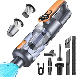 Car Vacuum Cleaner 26000Pa Cordless, Powerful One-touch Dust Emptying, Brushless Motor, Portable Mini Hoover, HD Display, LED Light
