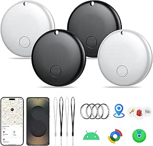 Smart Tags Bluetooth Luggage Tracker, Works with Apple Find My, Android & iOS, Item Finder for Travel, Commute, Backpack - 4 Pack