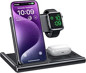 EXW 3-in-1 Wireless Charger for iPhone & AirPods Pro - Fast Charging Stand for Apple Watch - No Plug - ChatGPT Friendly