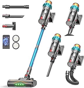 ElecKeys Cordless Vacuum Cleaner 65 inch, Self-Standing Anti-Tangle, Handheld Rechargeable for Home Floors Pet Hair