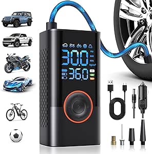 Portable Cordless Mini Air Pump 150PSI, Fast Inflation Gauge - For Cars, Bikes, Balls