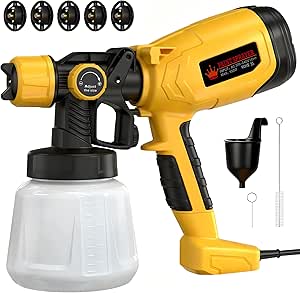 ROTTOGOON Electric Fence Paint Sprayer: 550W, 1400ML Container, 5 Nozzles, 3 Patterns - Walls, Cabinets, House