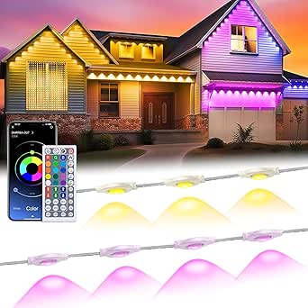 RGB Halloween House Light Outdoor, 200Ft Permanent Lights, Remote Control, Waterproof, Christmas, Party