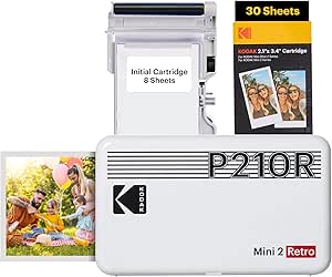 Kodak Mini 2 Retro Portable Photo Printer, 2.1x3.4 inch, White