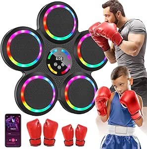 Smart Music Boxing Machine with LED Lights & Bluetooth, 9 Speeds, Wall Mounted, for Adults Kids