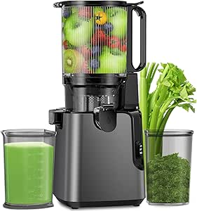 Juicer Machines 5.8" Feed Chute, Cold Press for Whole Fruits, 400W Masticating Juicer, Easy Clean Extractor, High Juice Yield