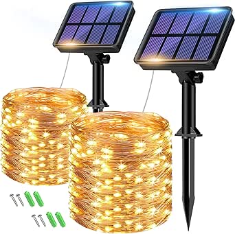 btfarm Solar Fairy Lights Outdoor, 160 LED 66FT Waterproof Twinkle Lights for Garden Patio, 8 Modes, Warm White