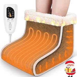 Rapid Heating Electric Foot Warmer, 6-Level Pad for Feet, Washable Heated Slippers - Ideal Christmas Gift for Women and Men