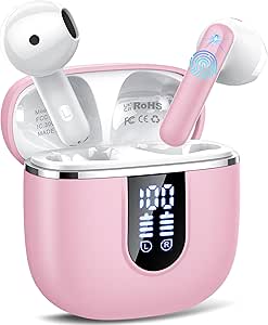 Brand Wireless Earbuds, Bluetooth 5.4, Noise Cancelling Mic, LED Display