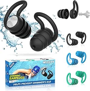 Waterproof Swimming Earplugs - 3 Pairs Silicone for Adults & Kids - Ideal for Water Sports, Showering, Surfing - Keep Water Out