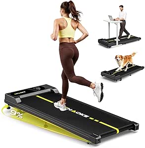 CHAOKE Under Desk Walking Pad Treadmill, 9% Incline, App Control, 2.7HP, 1-10KM/H, Built-in Speaker - 330 lbs Capacity
