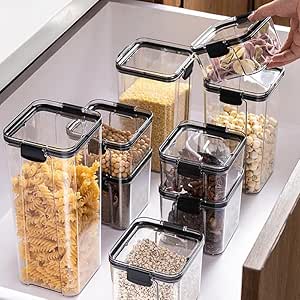 Clear Plastic Canisters 60oz for Kitchen Pantry Organization - Airtight Food Storage Containers for Dry Food, Spices, Snacks