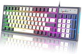 RGB LED Backlit Gaming Keyboard with Shortcut Keys, Anti-Ghosting, Multimedia - Ergonomic Design - 96 Keys - Desktop/Laptop