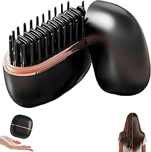 Glambrush Mini 2-in-1 Cordless Hair Straightener Comb - Fast Heating Hot Comb - USB Rechargeable Styling Brush - Temperature Control