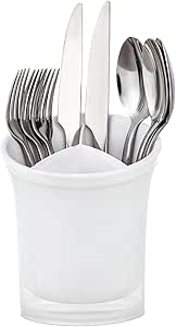 Imncya Utensil Holder: 2-In-1 Kitchen Organizer with Drain - Space Saving Rack for Forks, Spoons & Whisk