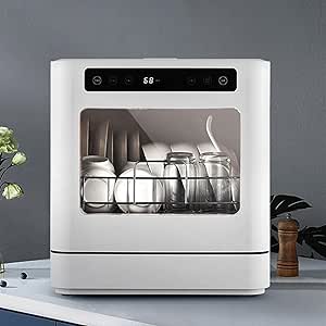 PEIXEN Portable Dishwasher with 360° Spinning Spray & Heated Drying - 4 Wash Programs, Compact Design for Apartments & Dorms