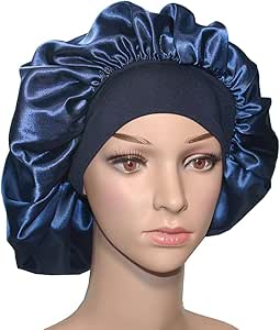 VEYRNEIC Satin Hair Bonnet for Black Women, Wide Elastic Band, Silk, Night Sleep Cap, Braids, Shower Cap, Chemo Cap, Storage Bag