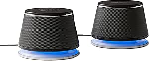 Amazon Basics Stereo 2.0 Speakers for PC/Laptop, 3.5mm Aux, USB-Powered, Black