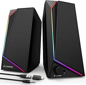 LENRUE USB PC Speakers: Loud Stereo Sound for Desktop & Laptop