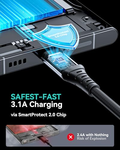 INIU 2m Type C Fast Charging Cable for iPhone 15 Pro, Samsung S25, Pixel 9