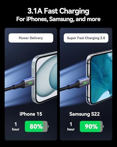 INIU 2m Type C Fast Charging Cable for iPhone 15 Pro, Samsung S25, Pixel 9