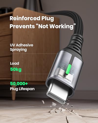 INIU 2m Type C Fast Charging Cable for iPhone 15 Pro, Samsung S25, Pixel 9