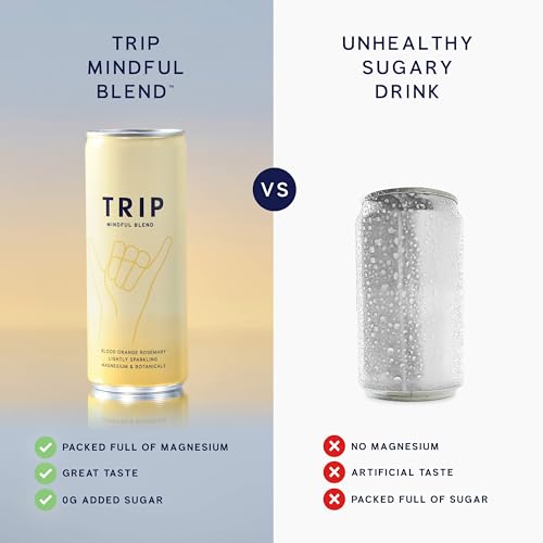 TRIP Blood Orange Sparkling Drink with Magnesium & Lion's Mane - Calorie-Free, Vegan, Pack of 12 x 250ml