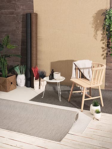 Mistra Robust Outdoor Rug, Modern, Weatherproof, UV-Resistant - Ideal for Balcony, Patio, Kitchen - Cream - 80 x 150cm